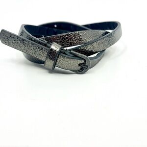 Metallic Silver Skinny Belt
